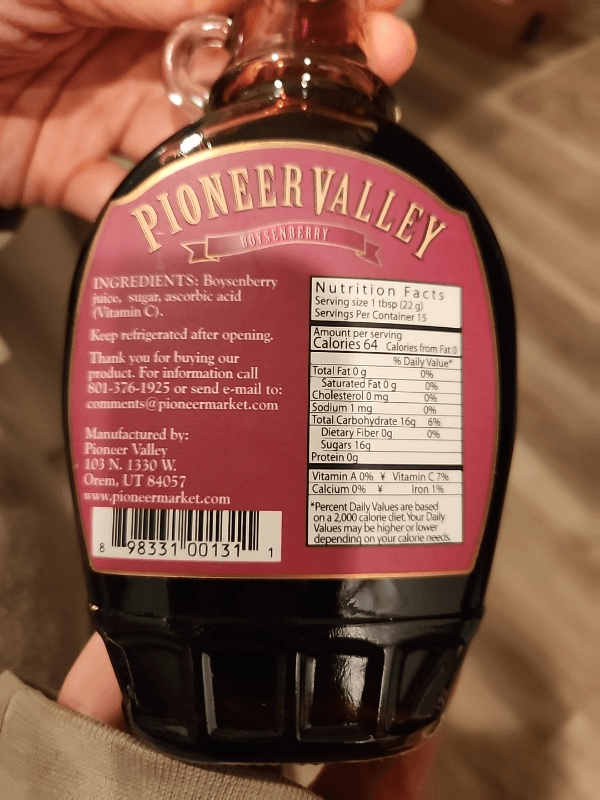 Pioneer Valley Boysenberry Fancy Syrup