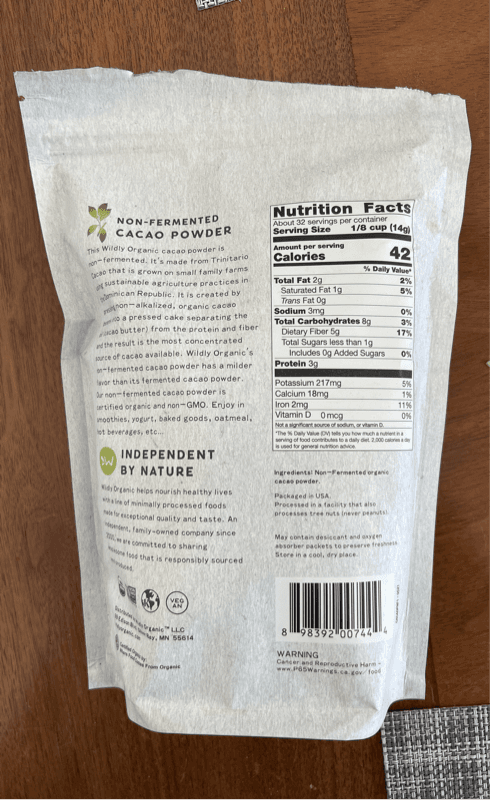 Wildly Organic Non-Fermented Cacao Powder