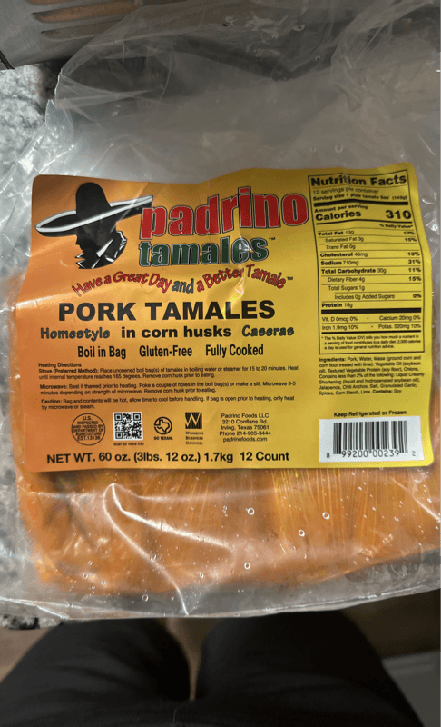 Padrino Foods Pork Tamales