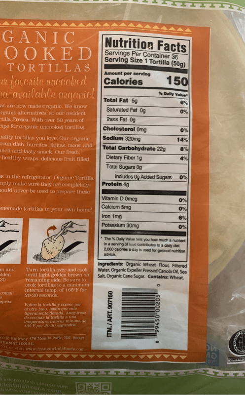 Tortilla Fresca Uncooked Flour Tortillas