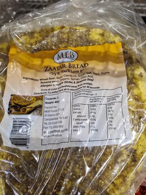 Meb Foods Zaatar Bread