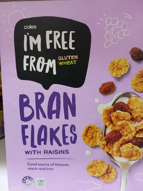Coles I'M Free From Gluten Wheat Bran Flakes With Raisins