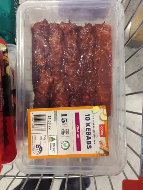 Coles Australian Chicken 10 Kebabs Char Siu
