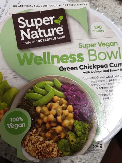 Super Nature Super Vegan Wellness Bowl Green Chickpea Curry With Quinoa And Brown Rice