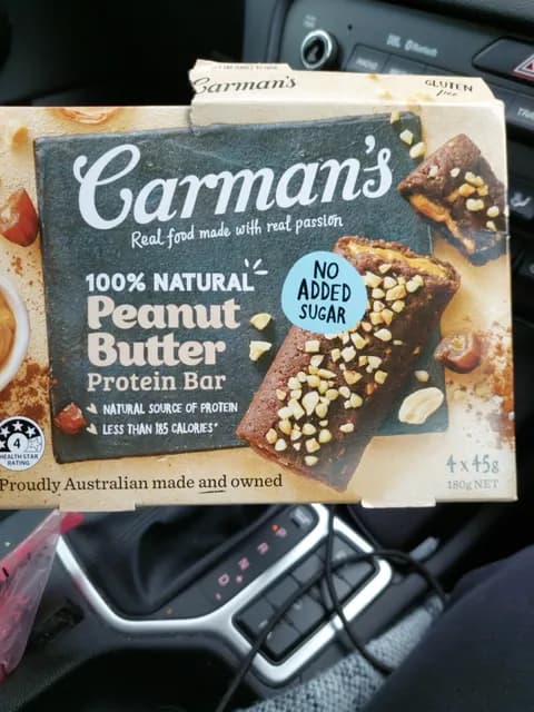 Carman'S Gluten Free 100% Natural Peanut Butter Protein Bar