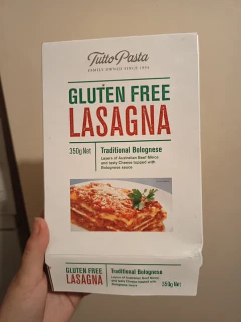 Tutto Pasta Gluten Free Lasagna Traditional Bolognese
