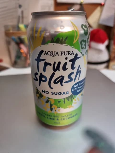 Aqua Pura No Sugar Fruit Splash Sparkling Water - Lemon, Lime & Cucumber