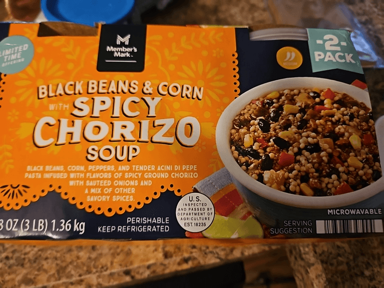 Member'S Mark Black Beans & Corn With Spicy Chorizo Soup
