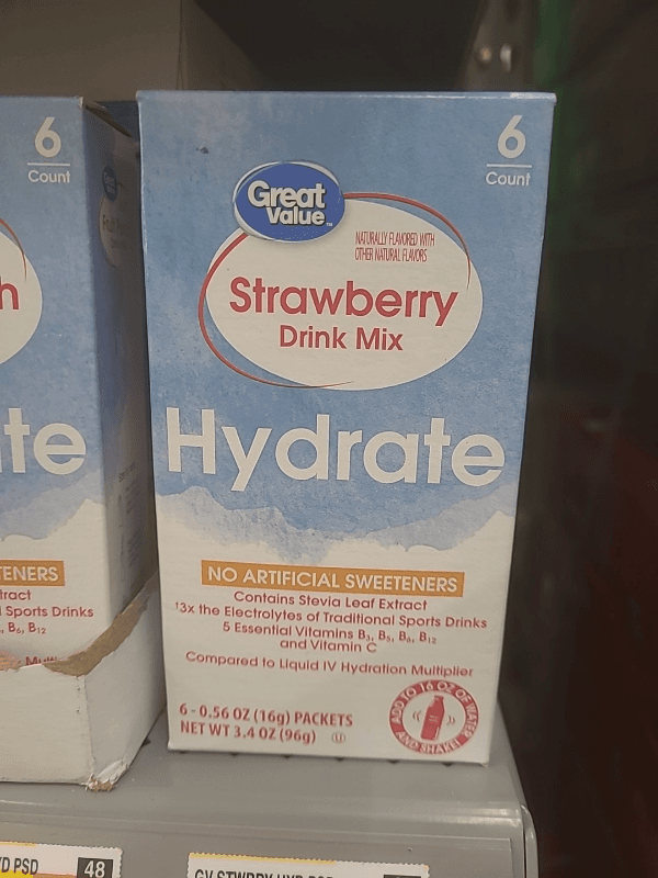 Great Value Hydrate Strawberry Drink Mix