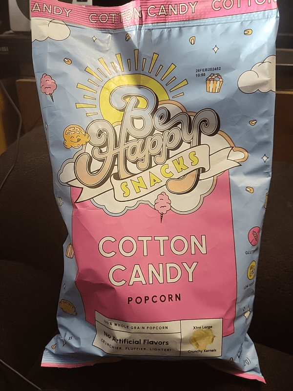 Be Happy Snacks Cotton Candy Flavored Popcorn