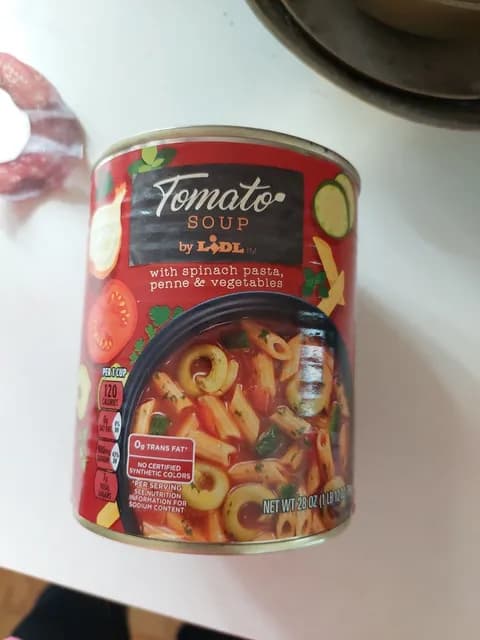 Lidl Tomato Soup With Spinach Pasta, Penne & Vegetables