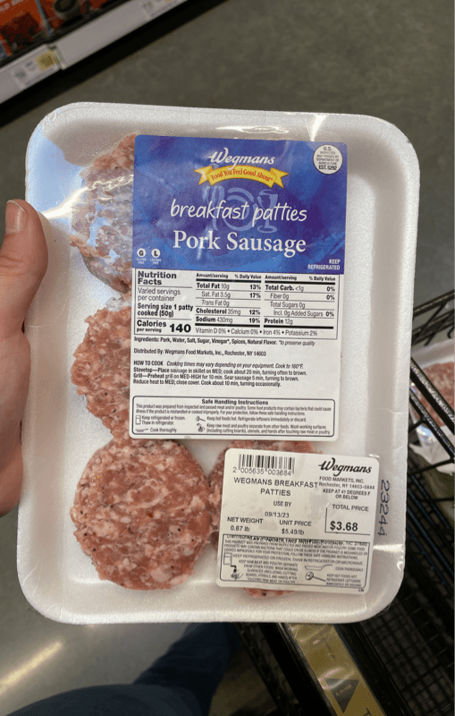 Wegmans Pork Breakfast Sausage Patties