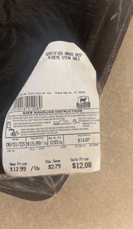 Meijer Distribution Inc. Certified Angus Beef Ribeye Steak Bnls