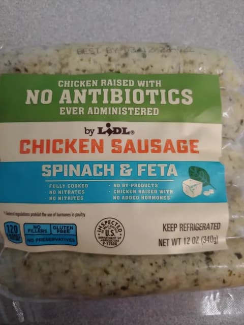 Lidl Chicken Sausage Spinach & Feta