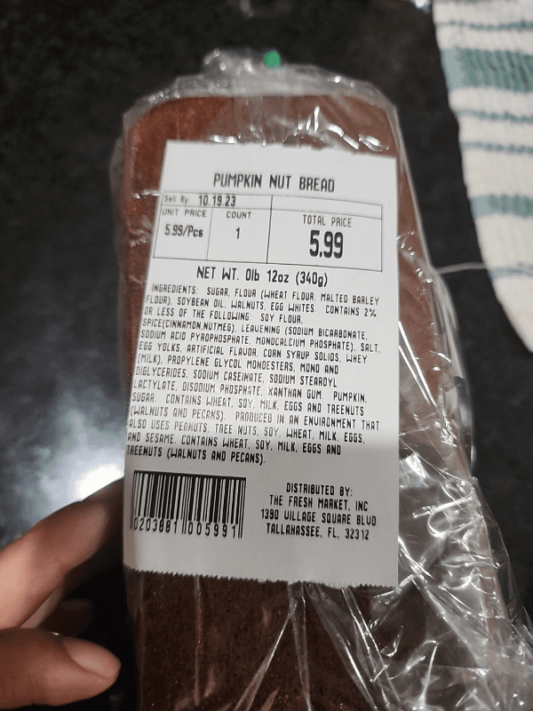 The Fresh Market Inc. Pumpkin Nut Bread
