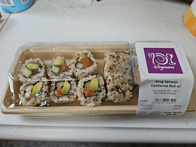 Wegmans King Salmon California Roll W/ Quinoa Brown Rice - Raw