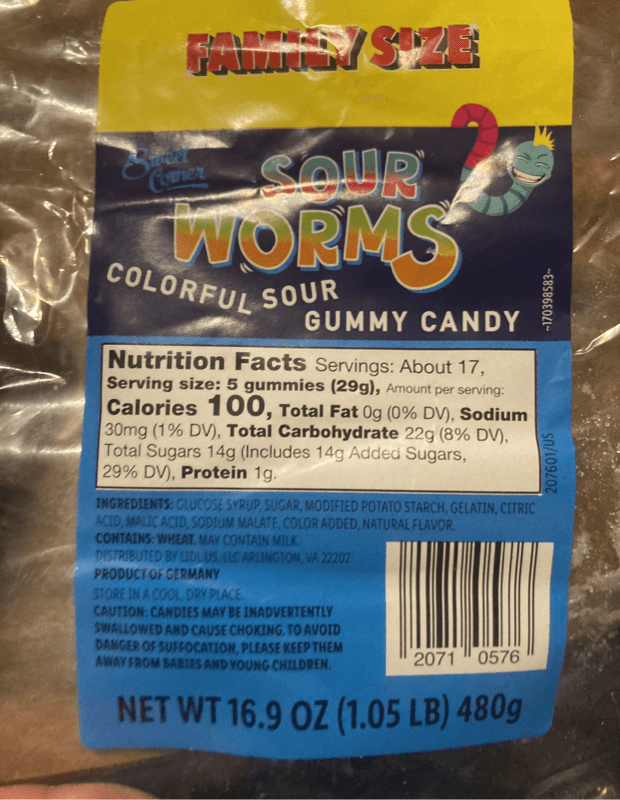 Sweet Corner Sour Worms Colorful Sour Gummy Candy