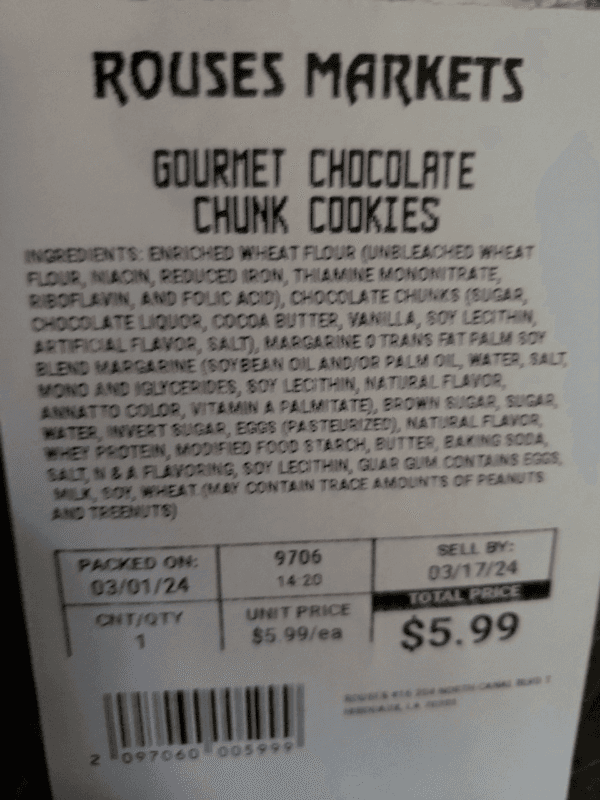 Rouses Markets Gourmet Chocolate Chunk Cookies