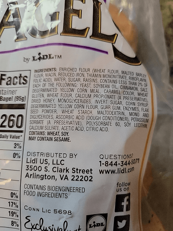 Lidl Cinnamon Raisin Bagels, 6 Pre-Sliced Bagels