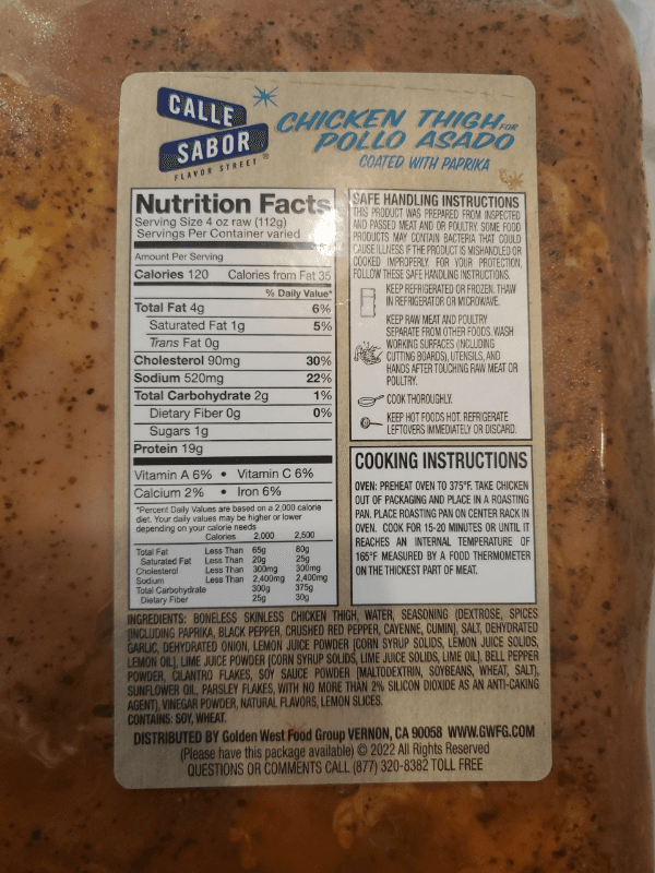 Calle Sabor Chicken Thigh For Pollo Asado Coated With Paprika