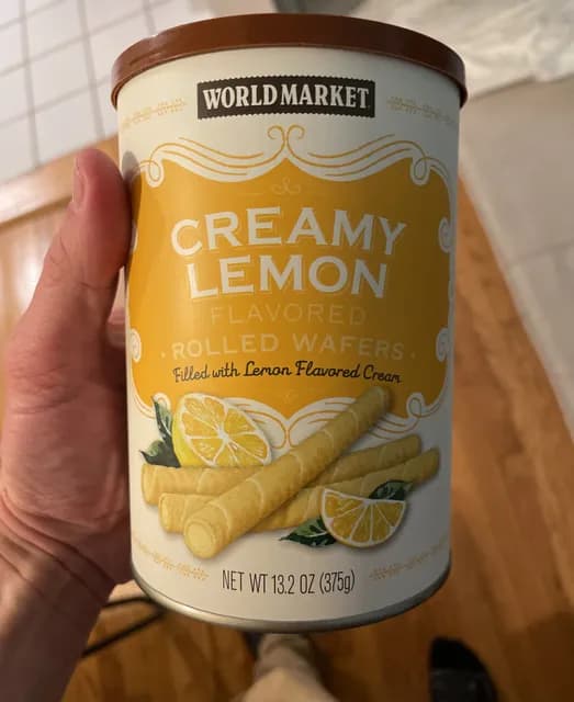 World Market Creamy Lemon Flavored Rolled Wafers