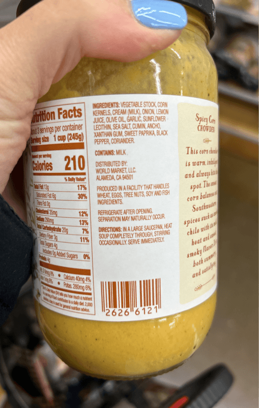 World Market Spicy Corn Chowder