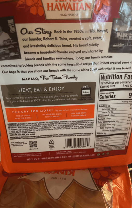 King's Hawaiian Sweet Rolls