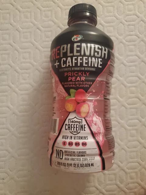 7 Select Replenish + Caffeine Electrolyte Hydration Beverage, Prickly Pear Flavor