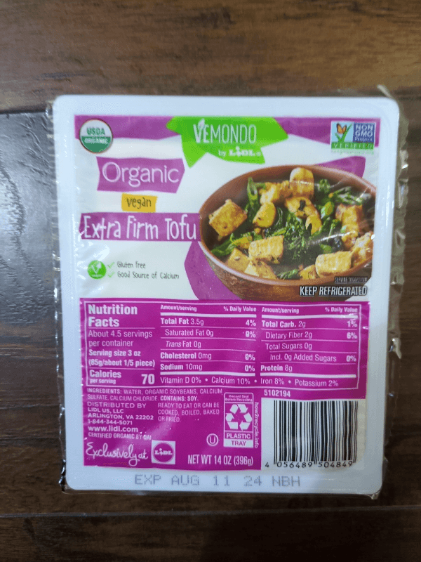 Lidl Vemondo Organic Extra Firm Tofu