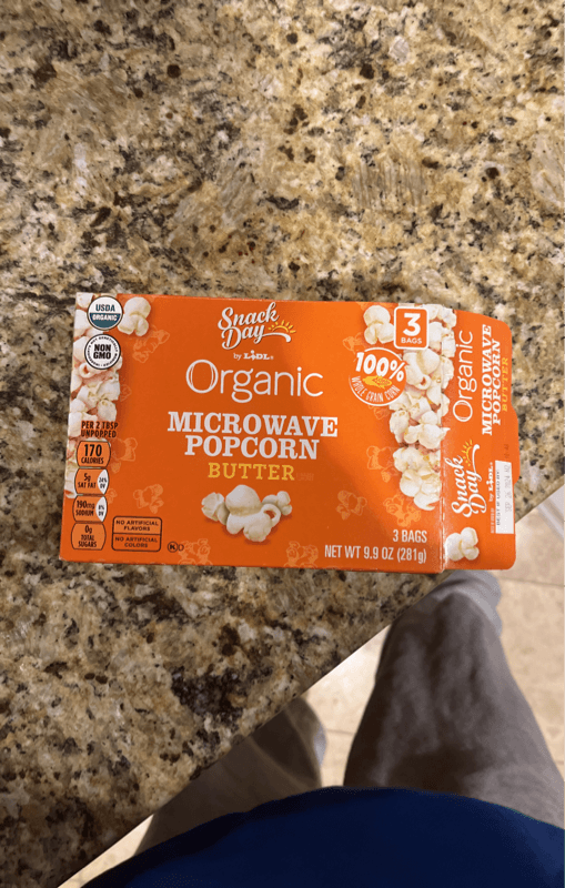 Snack Day By Lidl Organic Butter Microwave Popcorn, 3 Bags