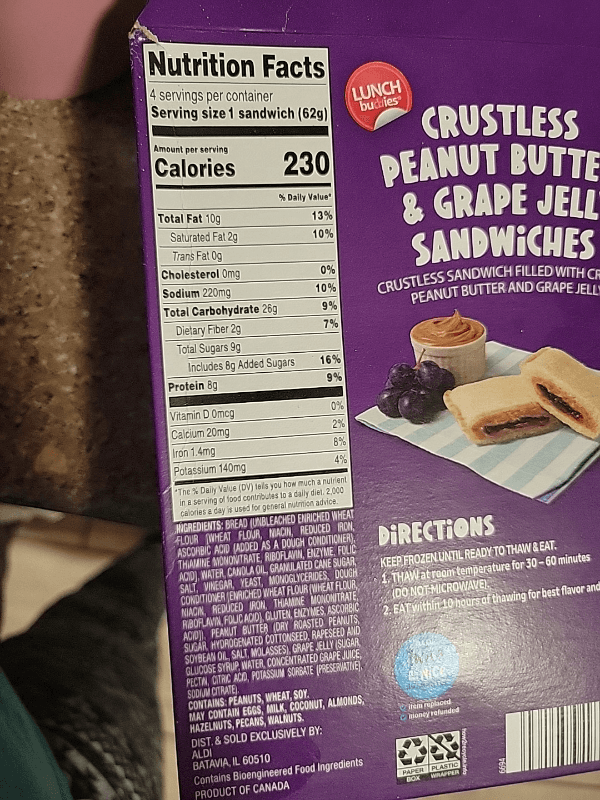 Lunch Buddies Crustless Peanut Butter & Grape Jelly Sandwich