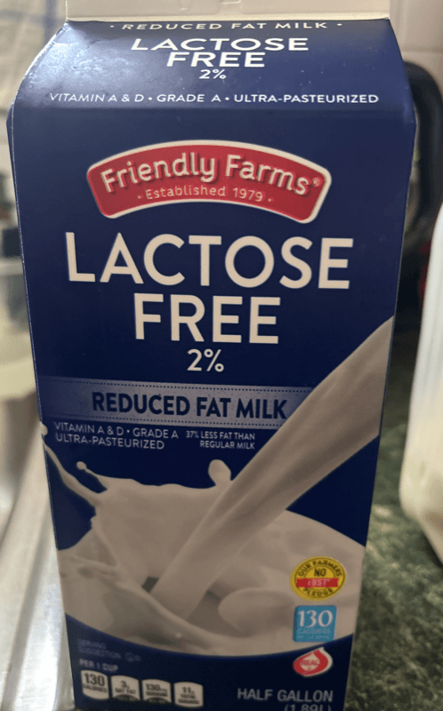 Friendly Farms Lactose Free 2% Reduced Fat Milk, Half Gallon