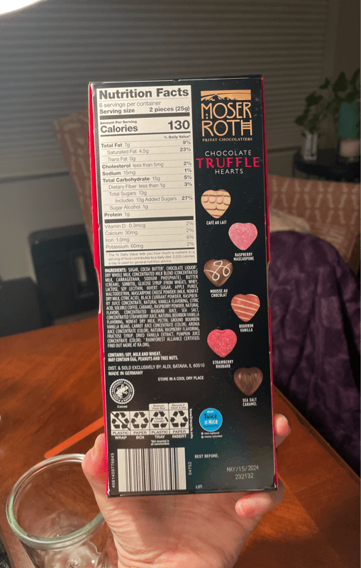 Moser Roth Chocolate Truffle Hearts