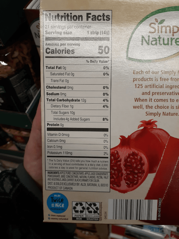 Simply Nature Pomegranate Fruit Strips