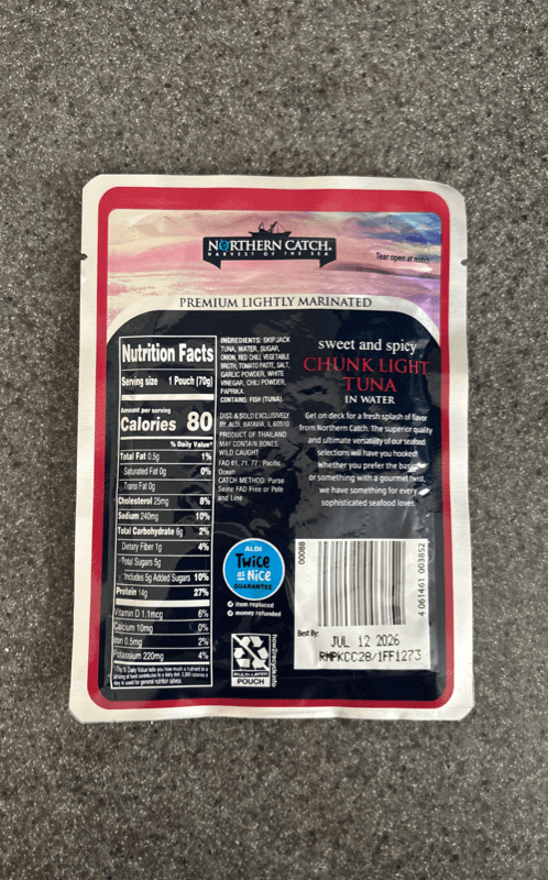 Northern Catch Premium Lightly Marinated Sweet And Spicy Chunk Light Tuna In Water