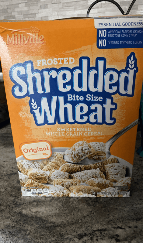 Millville Original Frosted Shredded Wheat Bite Size Sweetened Whole Grain Cereal
