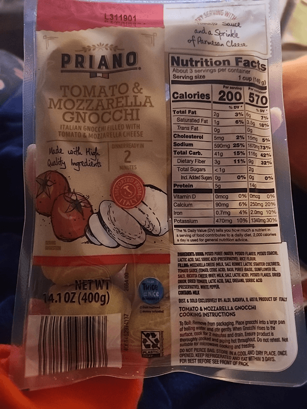 Priano Tomato & Mozzarella Gnocchi