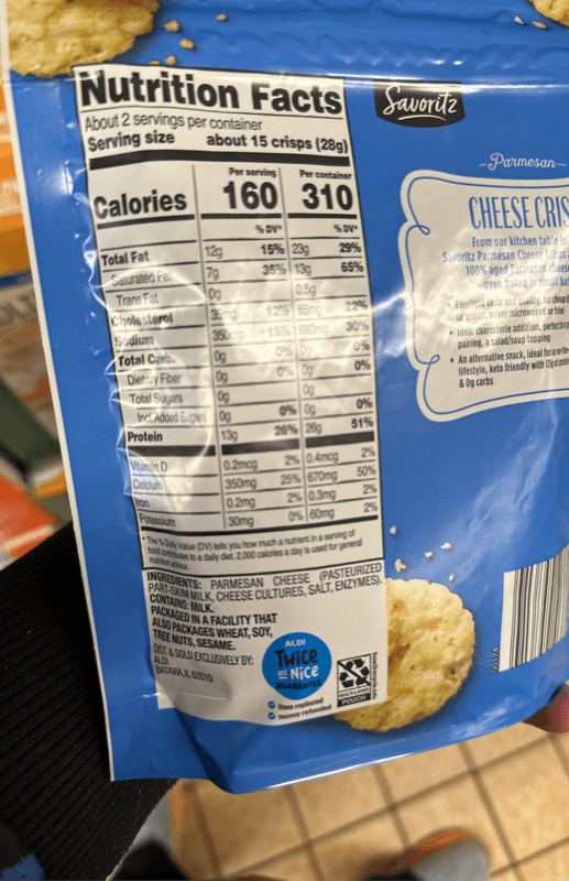 Savoritz Parmesan Cheese Crisps