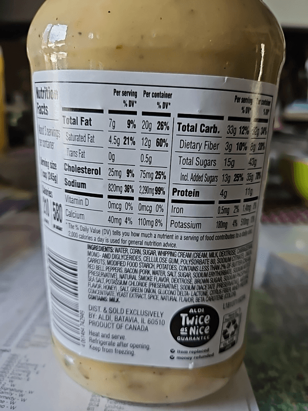 Aldi Specially Selected Corn Chowder Gourmet Soup