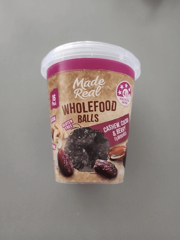Made Real Gluten Free Wholefood Balls Cashew, Cocoa & Berry Flavoured