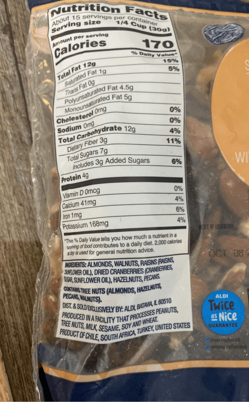 Southern Grove Serenity Trail Mix Almonds Walnuts Raisins With Dried Cranberries, Hazelnuts & Pecans