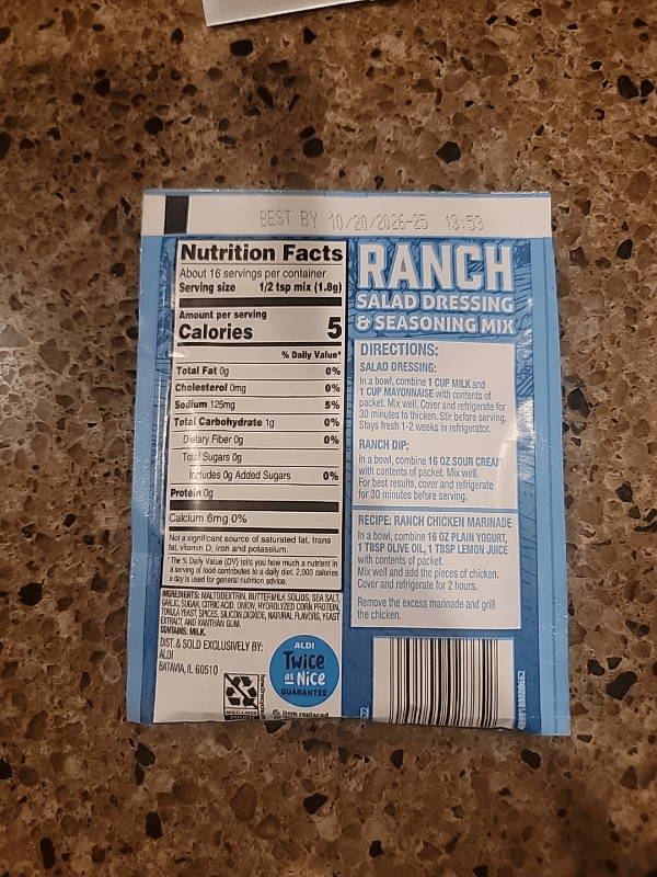 Tuscan Garden Ranch Salad Dressing & Seasoning Mix