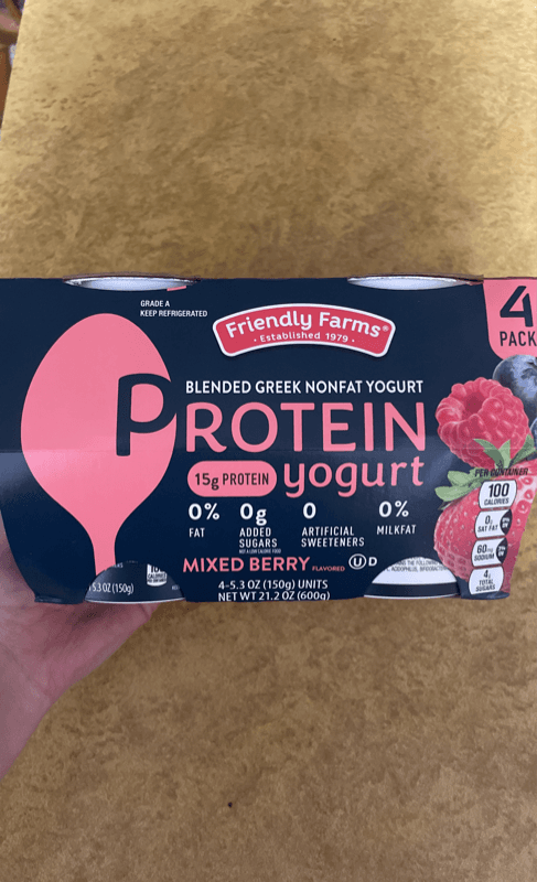 Friendly Farms Protein Greek Nonfat Yogurt Mixed Berry Flavor