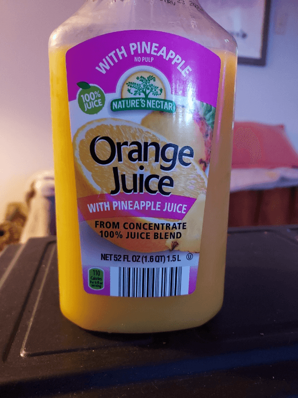 Nature'S Nectar Orange Juice With Pineapple Juice From Concentrate 100% Juice Blend