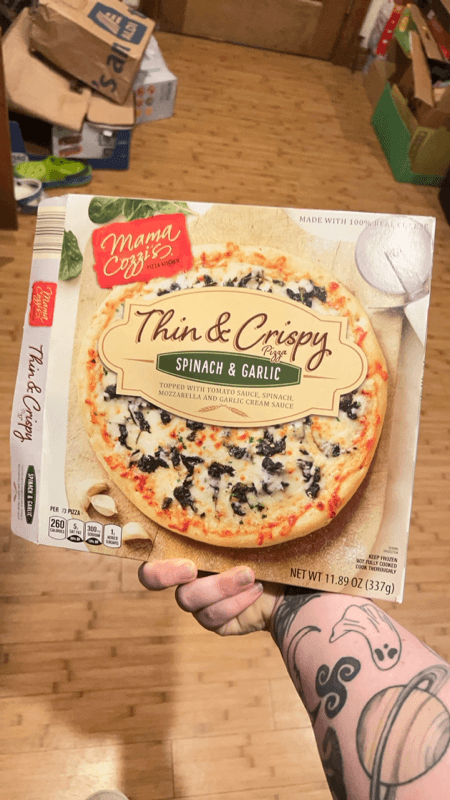 Aldi Mama Cozzi'S Pizza Kitchen Thin & Crispy Spinach & Garlic Pizza