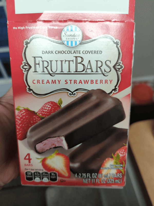 Sundae Shoppe Dark Chocolate Covered Fruitbars Creamy Strawberry Ice Cream