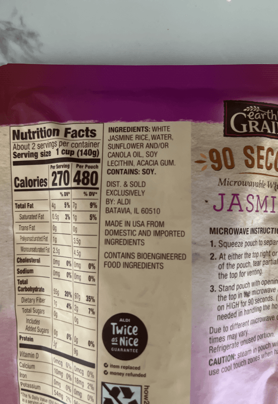 Earthly Grains 90 Second Microwavable White Rice Jasmine