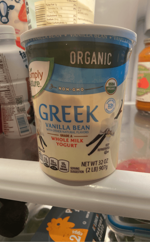 Simply Nature Organic Greek Vanilla Bean Whole Milk Yogurt