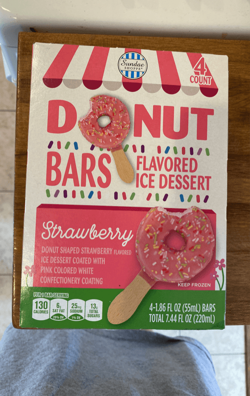 Sundae Shoppe Strawberry Donut Bars Flavored Ice Dessert