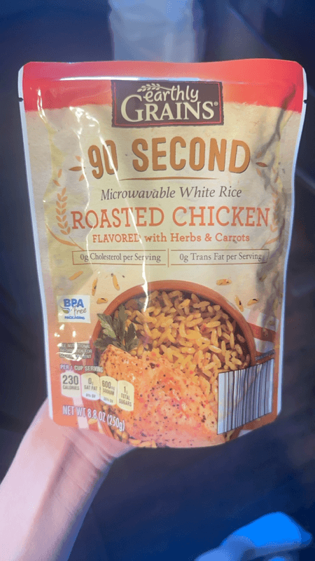 Earthly Grains 90 Second Microwavable White Rice Roasted Chicken Flavored With Herbs & Carrots